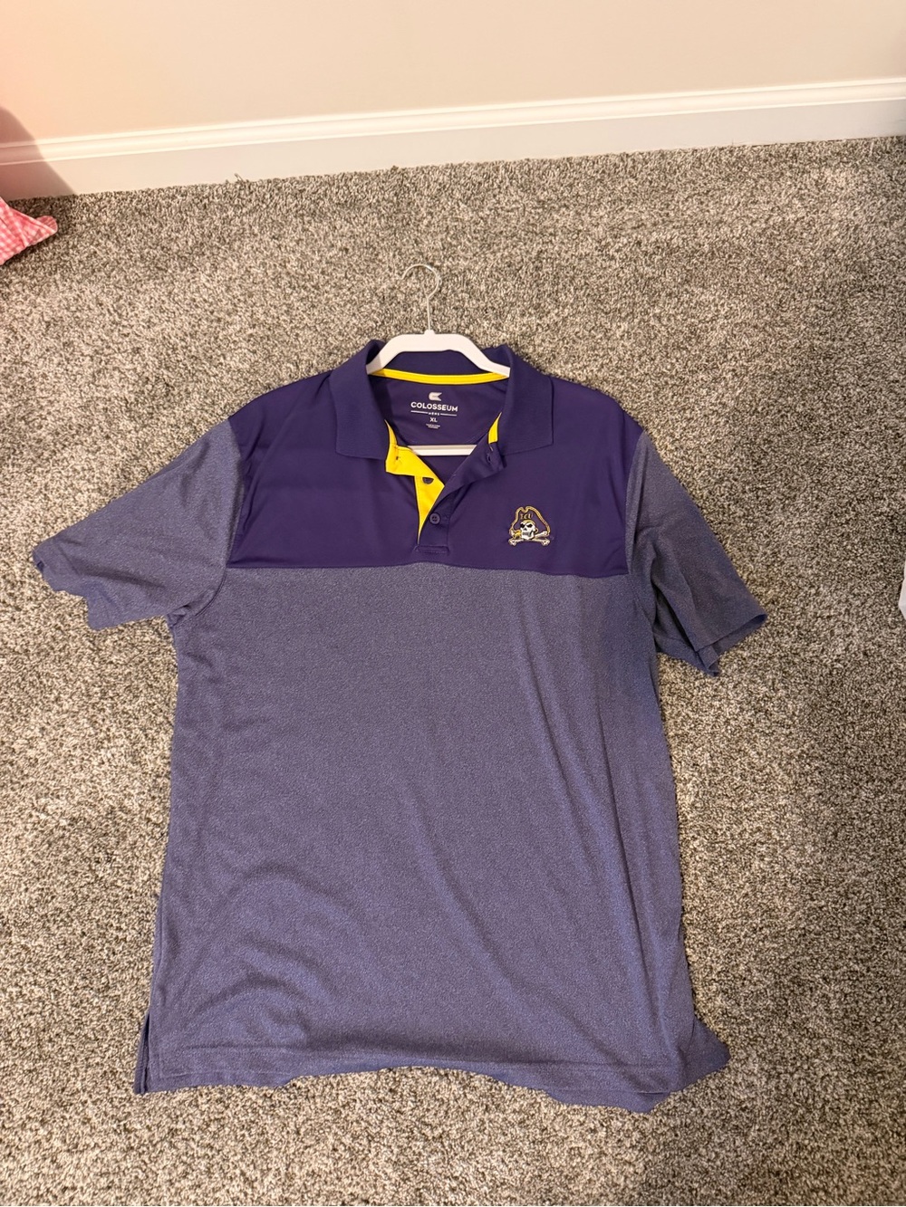 Colosseum Men’s ECU Purple and gold Polo Shirt XXL